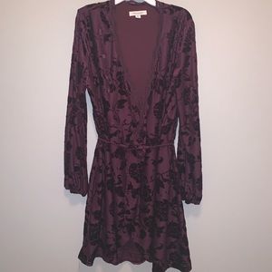 Purple with velvet accent dress.
